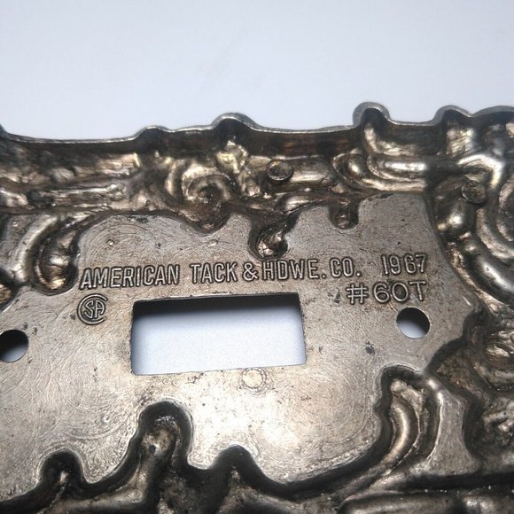Vintage 1967 American Tack Light Switch Cover Plate Brass Tone Floral Rose #60T - Picture 3 of 5